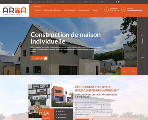 Création de sites internet sur Rennes et référencement naturel et seo réalisés par pensons digital pour l'entreprise Les Maisons ARBA