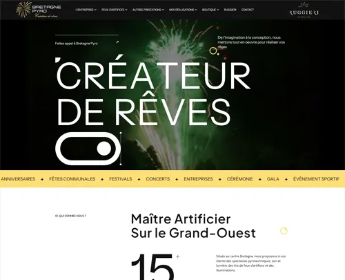 Création de sites internet sur Rennes et référencement naturel et seo réalisés par pensons digital pour l'entreprise Bretagne Pyro