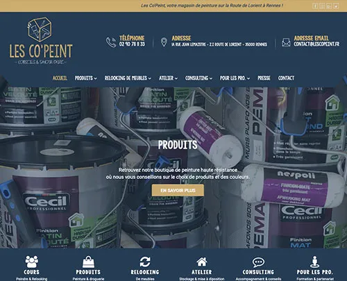 Création de sites internet sur Rennes et référencement naturel et seo réalisés par pensons digital pour le magasin Les Co'Peint